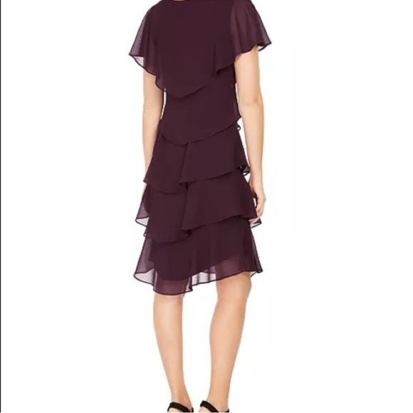 SLNY Tiered Caplet Dress Rhinestone Detail Deep Plum Wine Color Women’s Size 14 - Picture 2 of 11